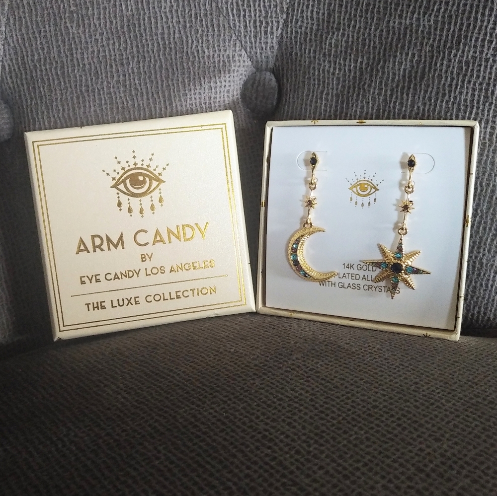 Arm💪 Candy🍭 Moon🌙 and Star⭐ Dangle Earrings - Picture 10 of 13